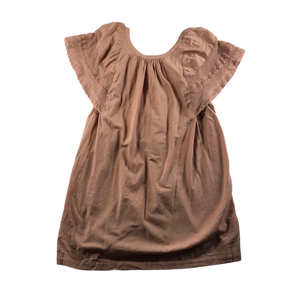 Old Navy Womens Medium Terracotta Cotton Gauze Crochet Lace Flutter Sleeve Dress